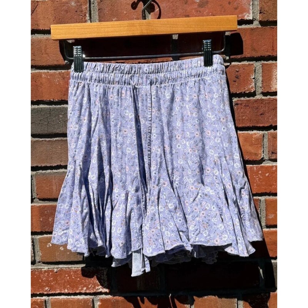 Aéropostale Lilac Floral Ruffle Mini Skirt Size S